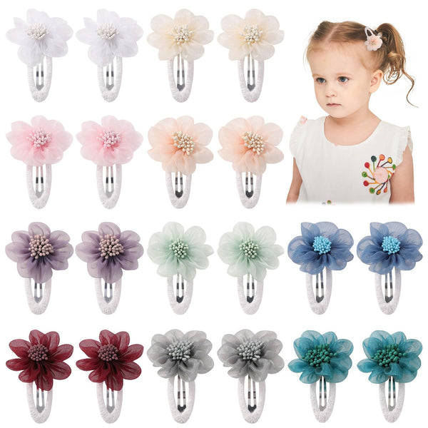 YHXX YLEN chiffon flower clip front view with secure snap grip for all-day wear.