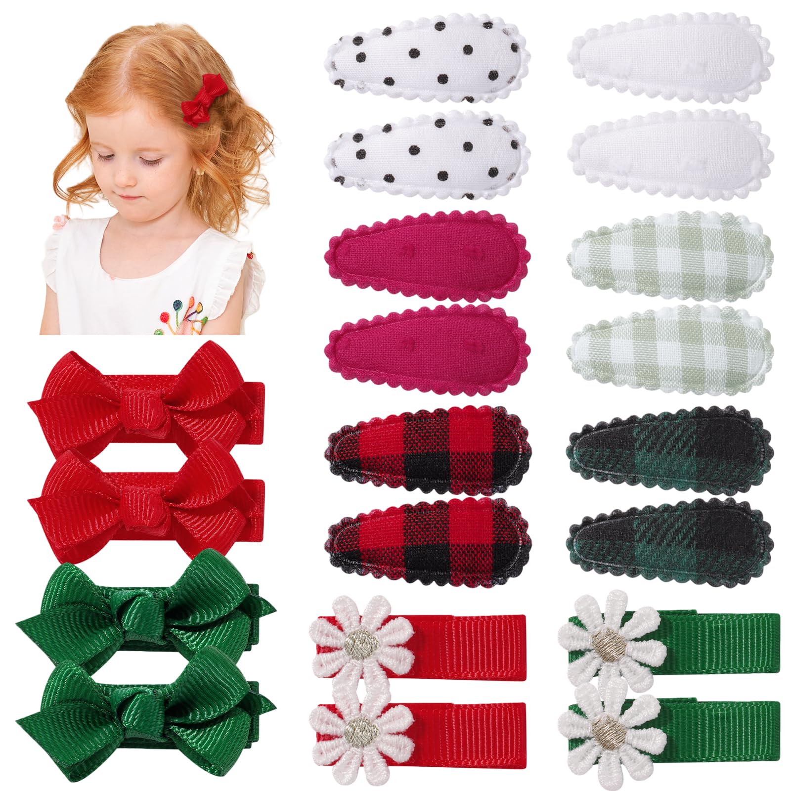 YHXX YLEN Christmas hair clip set in red and green for festive outfits.