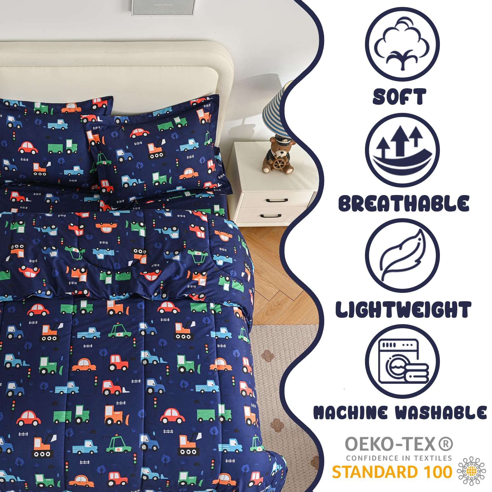 Yibeizi 3-piece car comforter set includes comforter and two shams