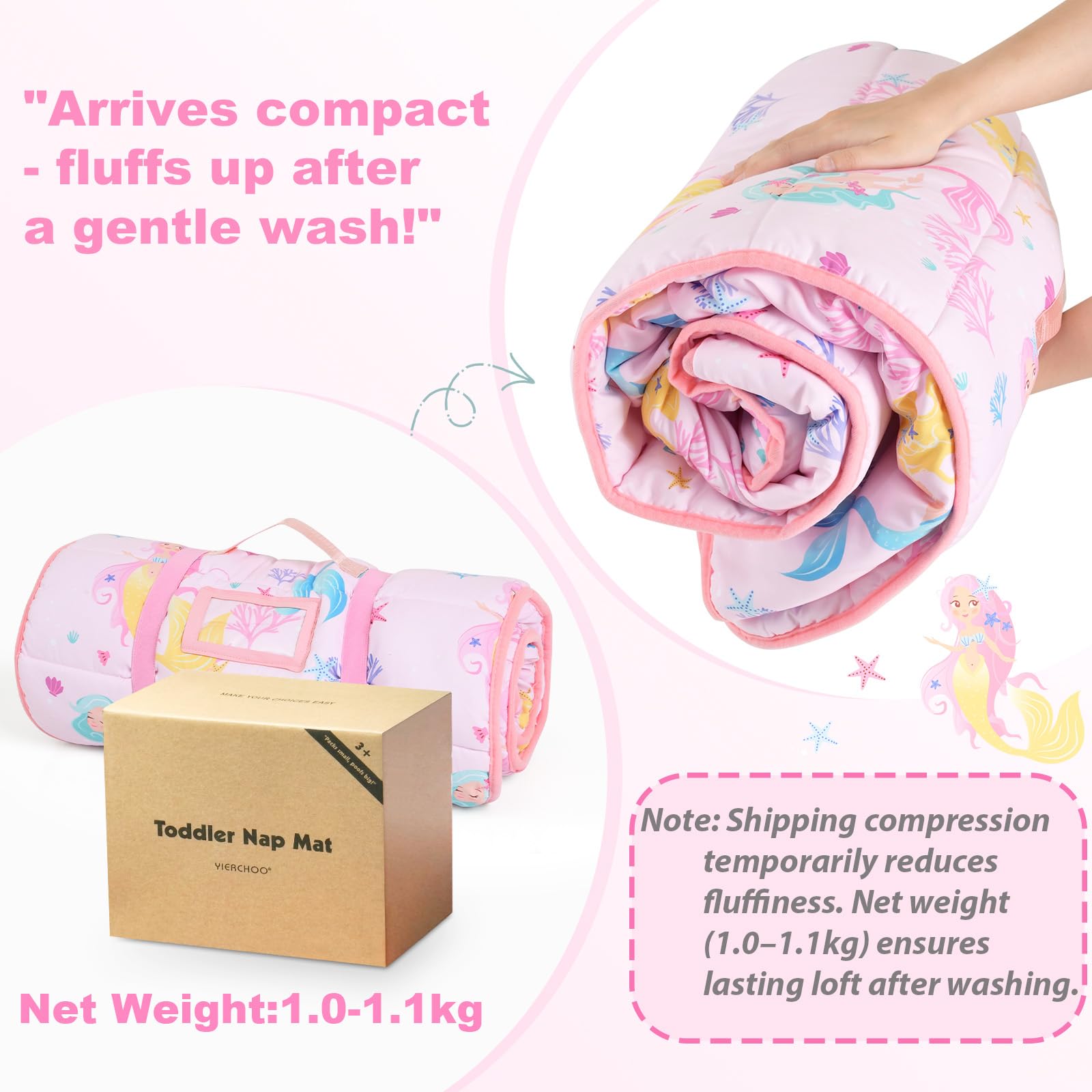 Yierchoo nap mat name tag slot helps quick identification.