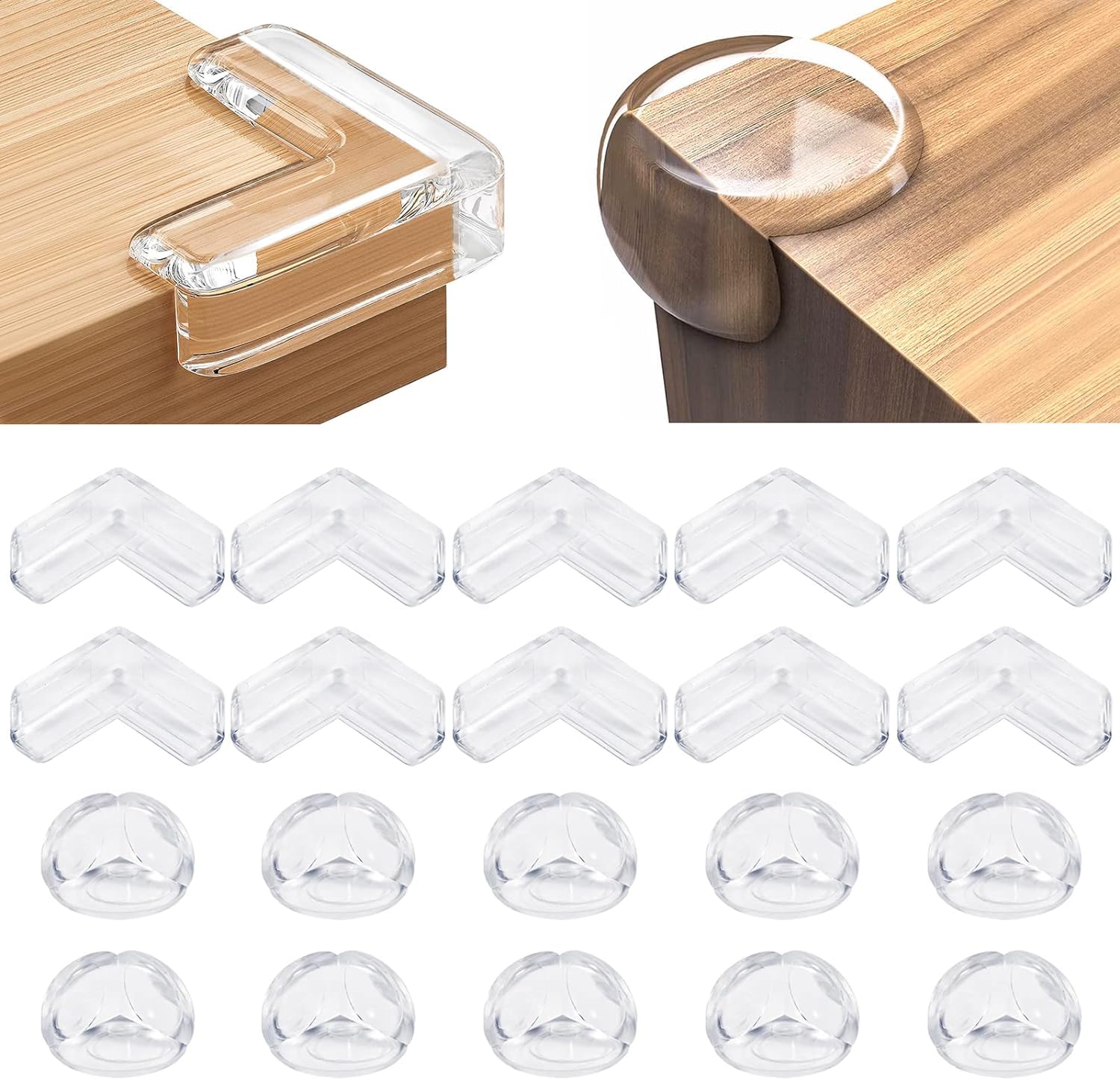 YIIFELL 20-pack corner protector in clear design protects babies from sharp furniture edges.