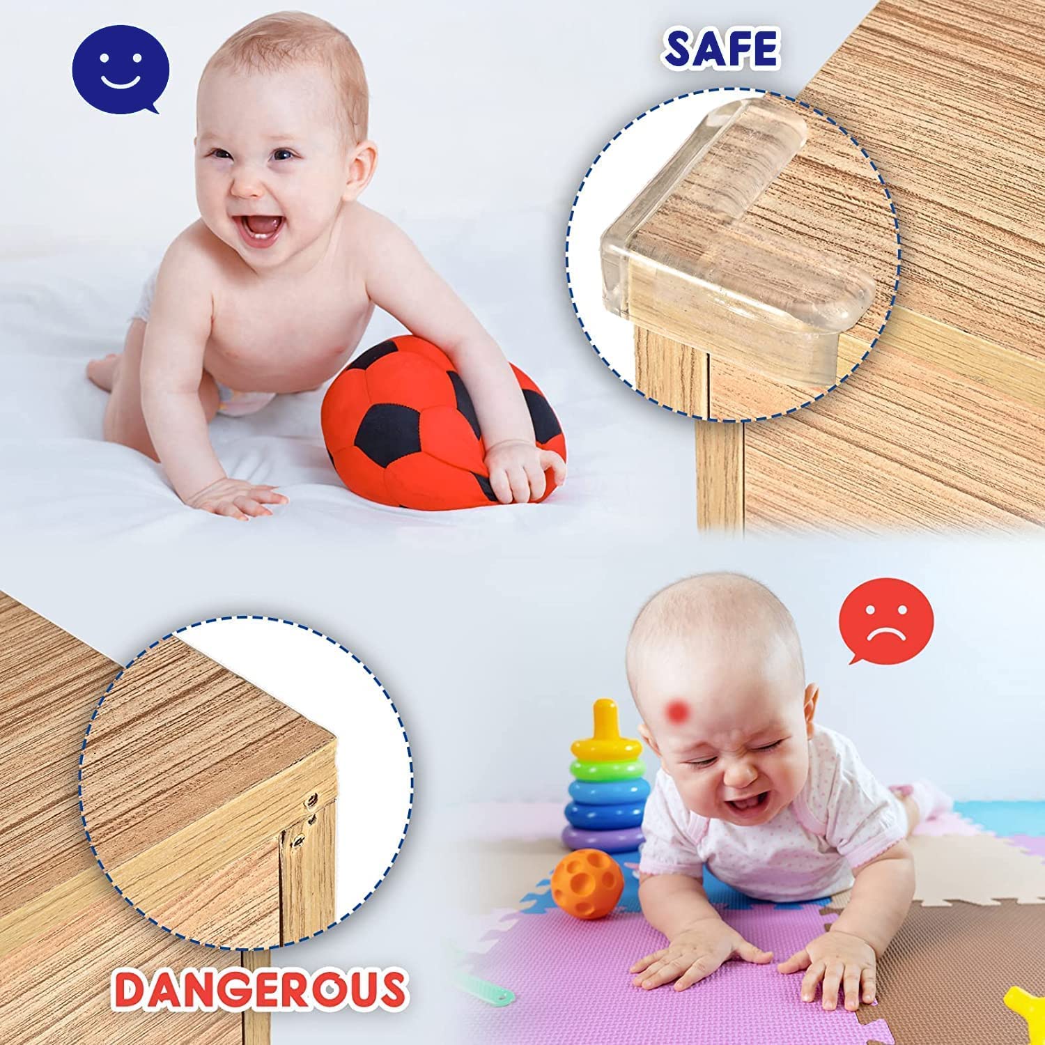 YIIFELL L-shape corner protector fits edges of tables and cabinets discreetly.