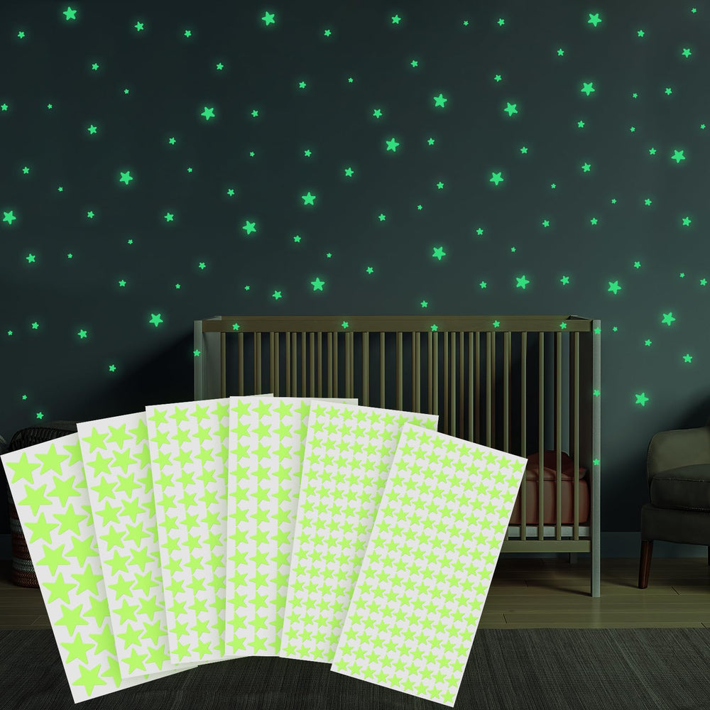 Yiifell glow stars ceiling stickers create a four-size starry sky above the bed