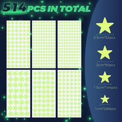 Close-up of Yiifell glow stars showing easy-to-use self-adhesive backs