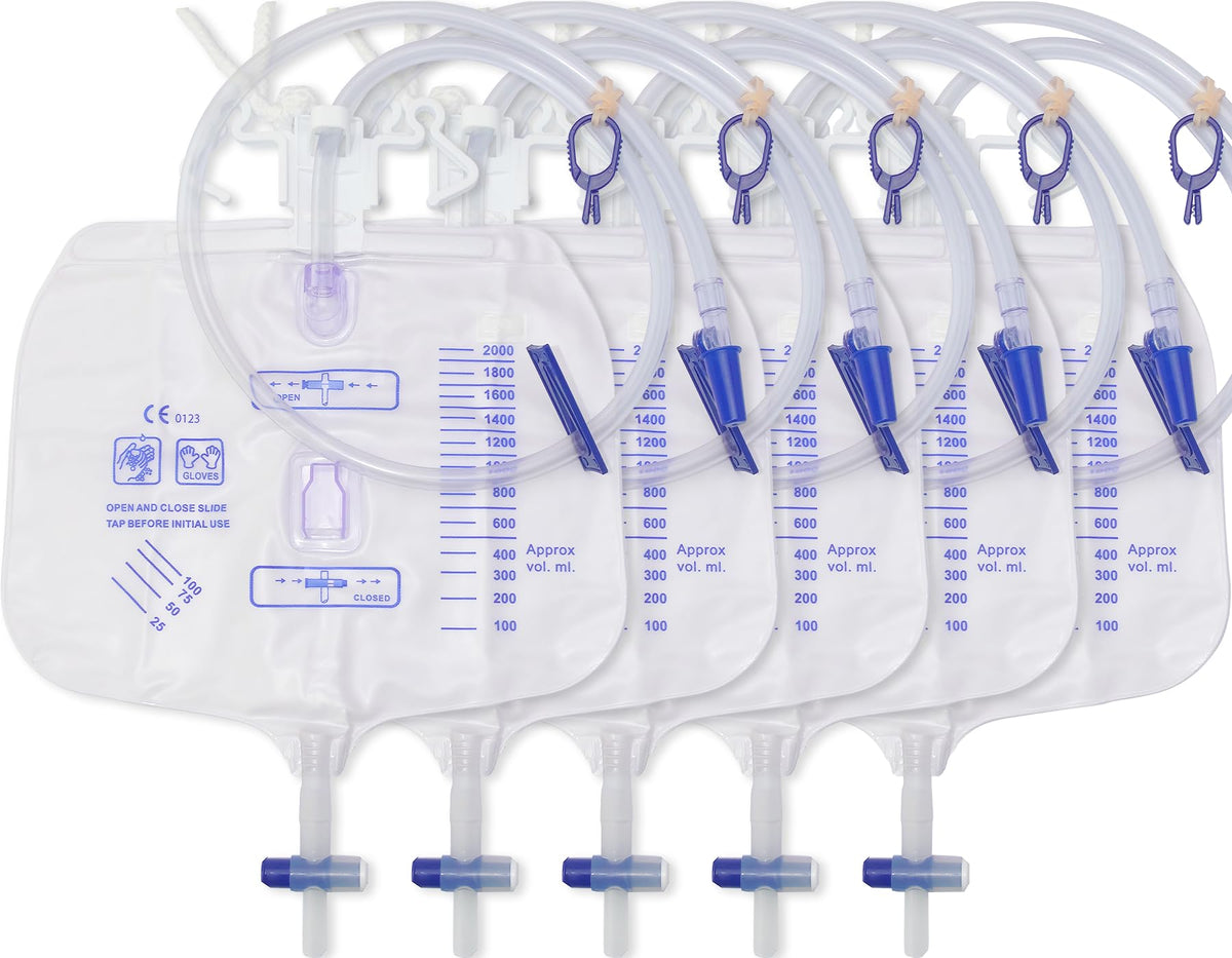 Yiisin 5pcs catheter bag with 2000ml capacity for extended use.