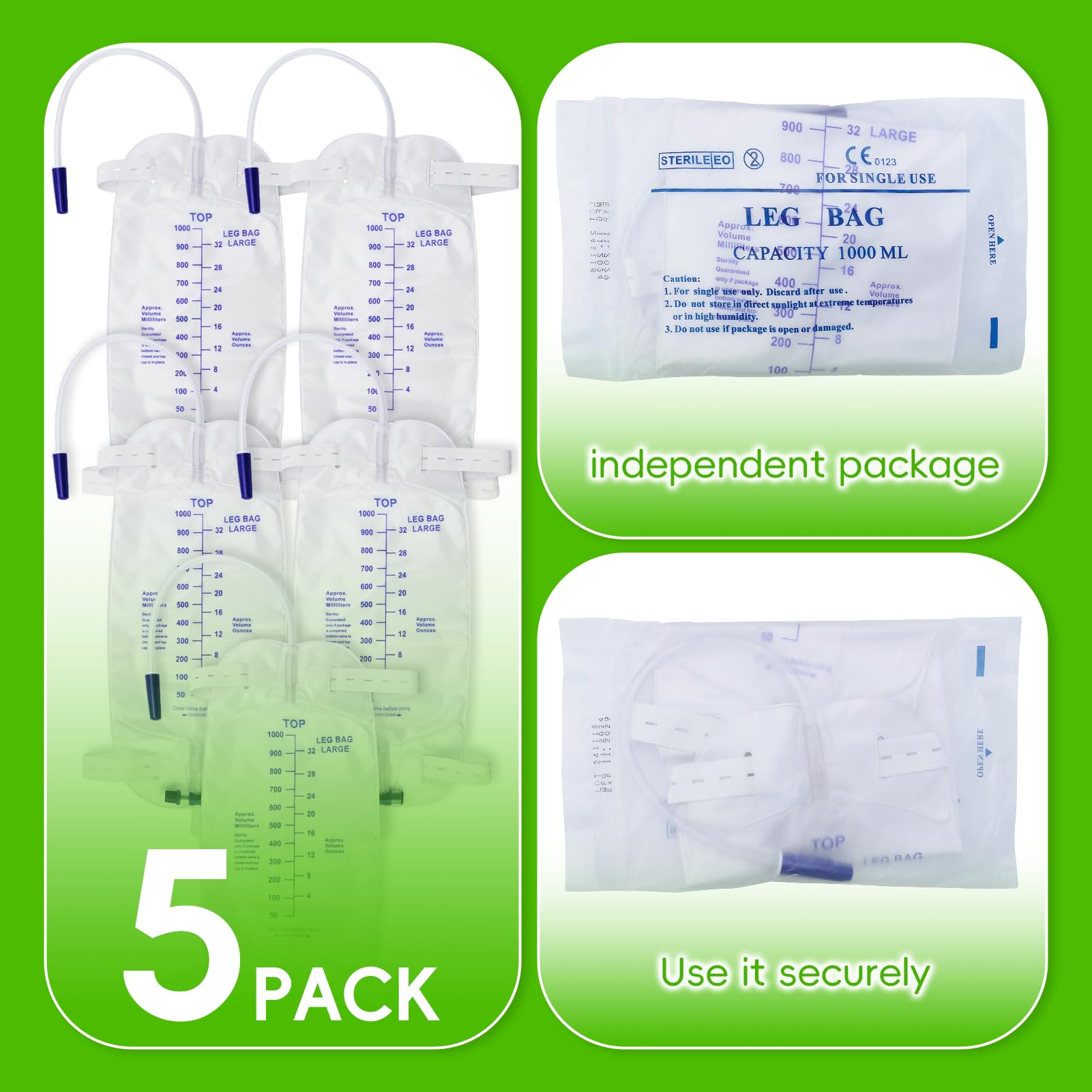 Yiisin 5-pack packaging emphasizes ready-to-use, individually wrapped delivery.