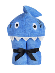 Yikes Twins hooded baby towel with blue hood, soft and absorbent for bath time.