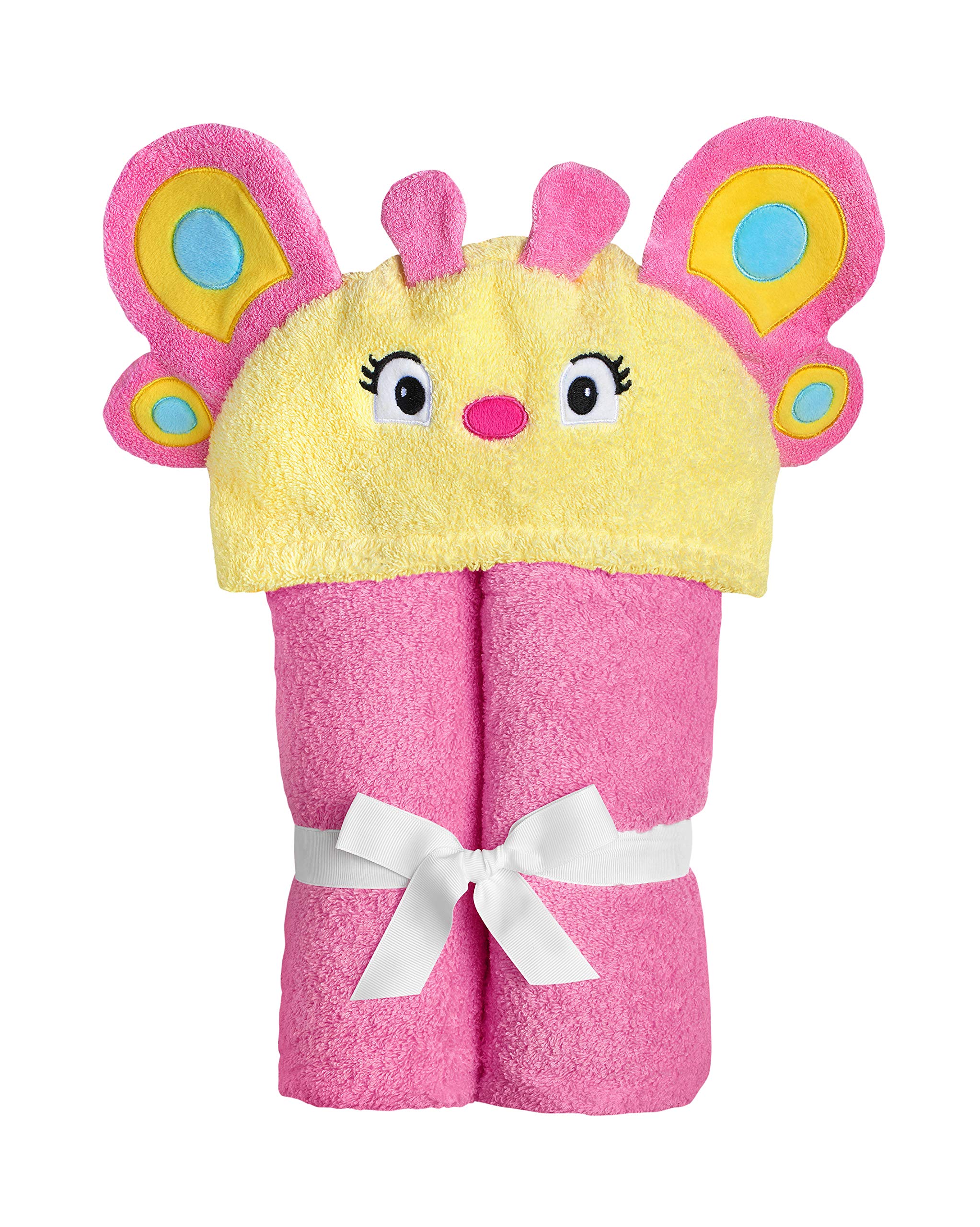 Yikes Twins hooded butterfly towel with a cozy hood for quick, gentle drying.