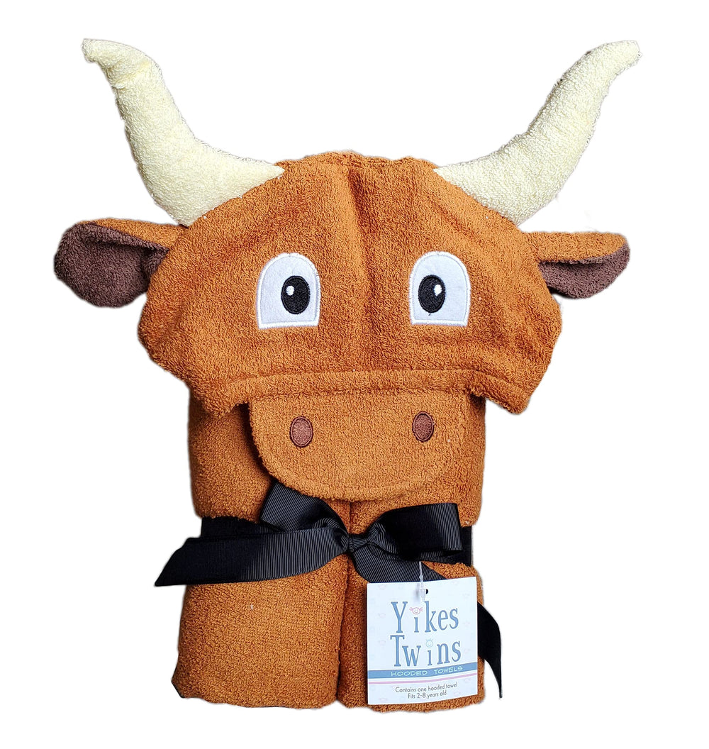 Yikes Twins hooded towel with longhorn ears for soft, quick drying