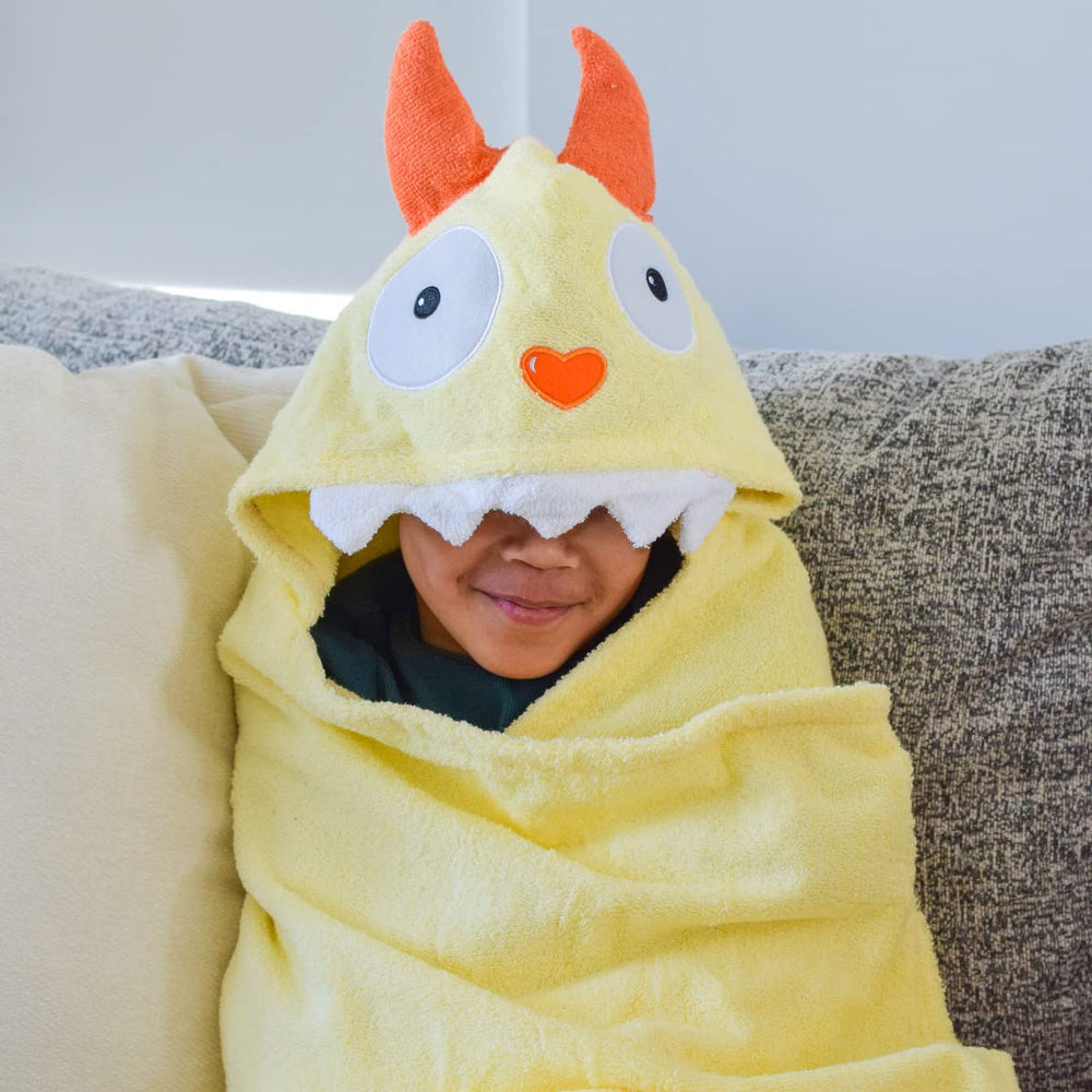 Yikes Twins towel features pocket closure for snug use