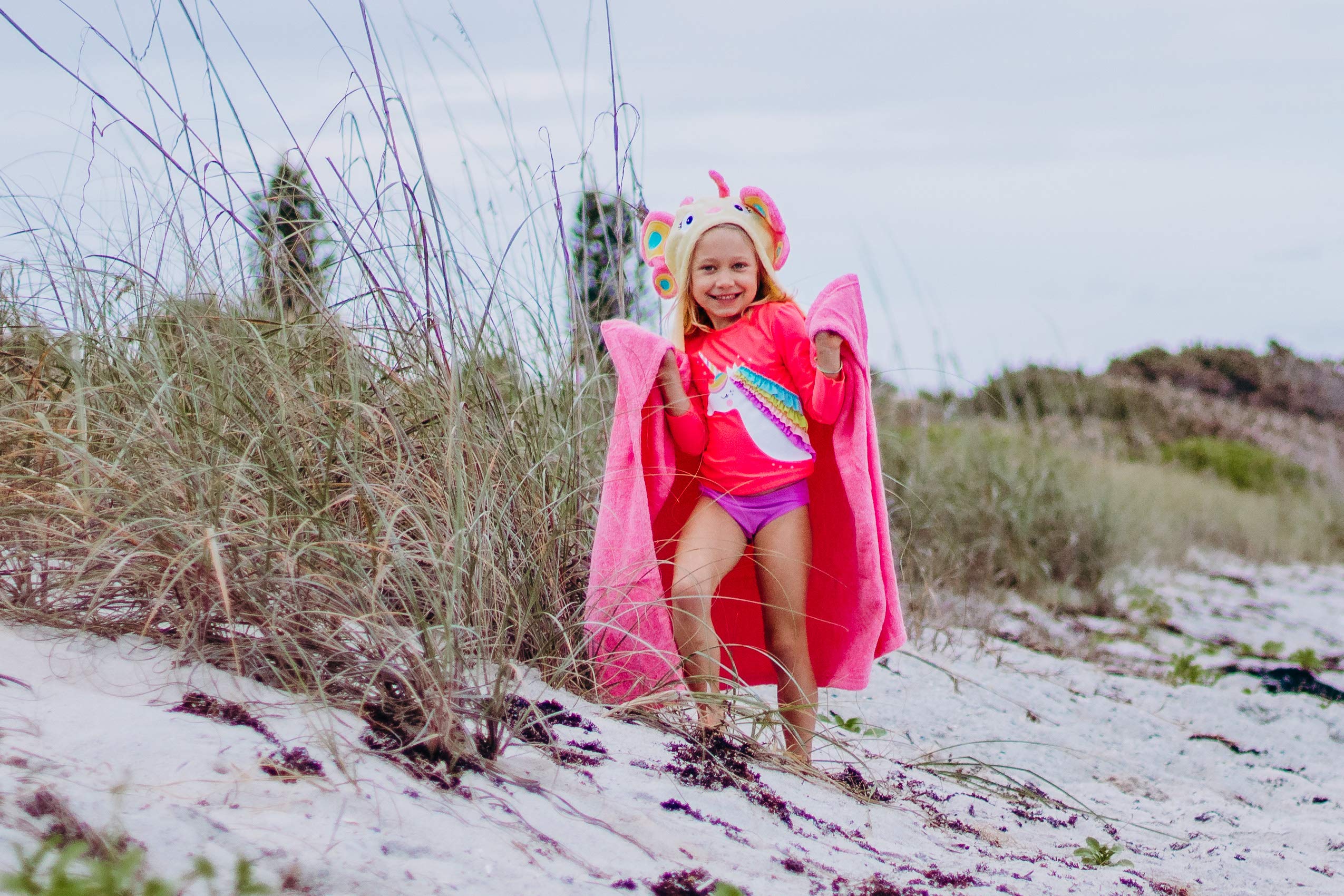 Yikes Twins soft cotton terry towel offers gentle drying for toddlers.