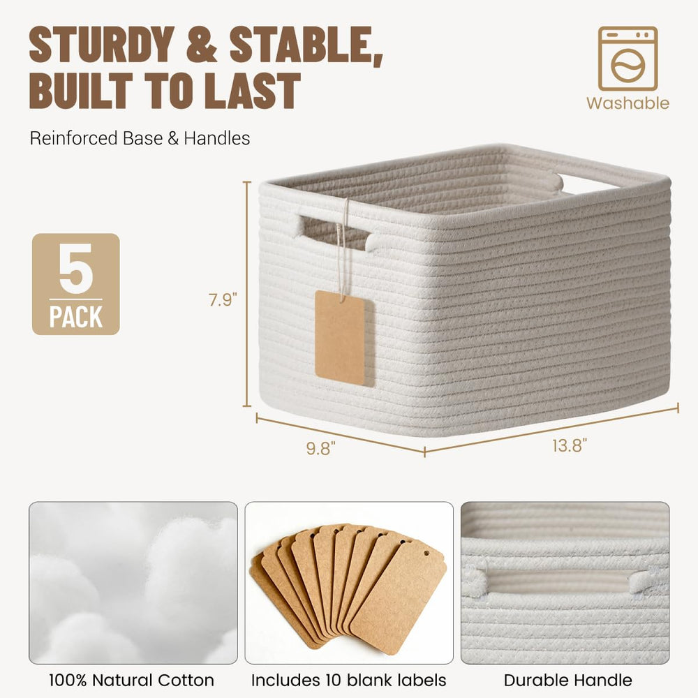 Yilobi white woven basket bathroom essentials organizes towels and toiletries