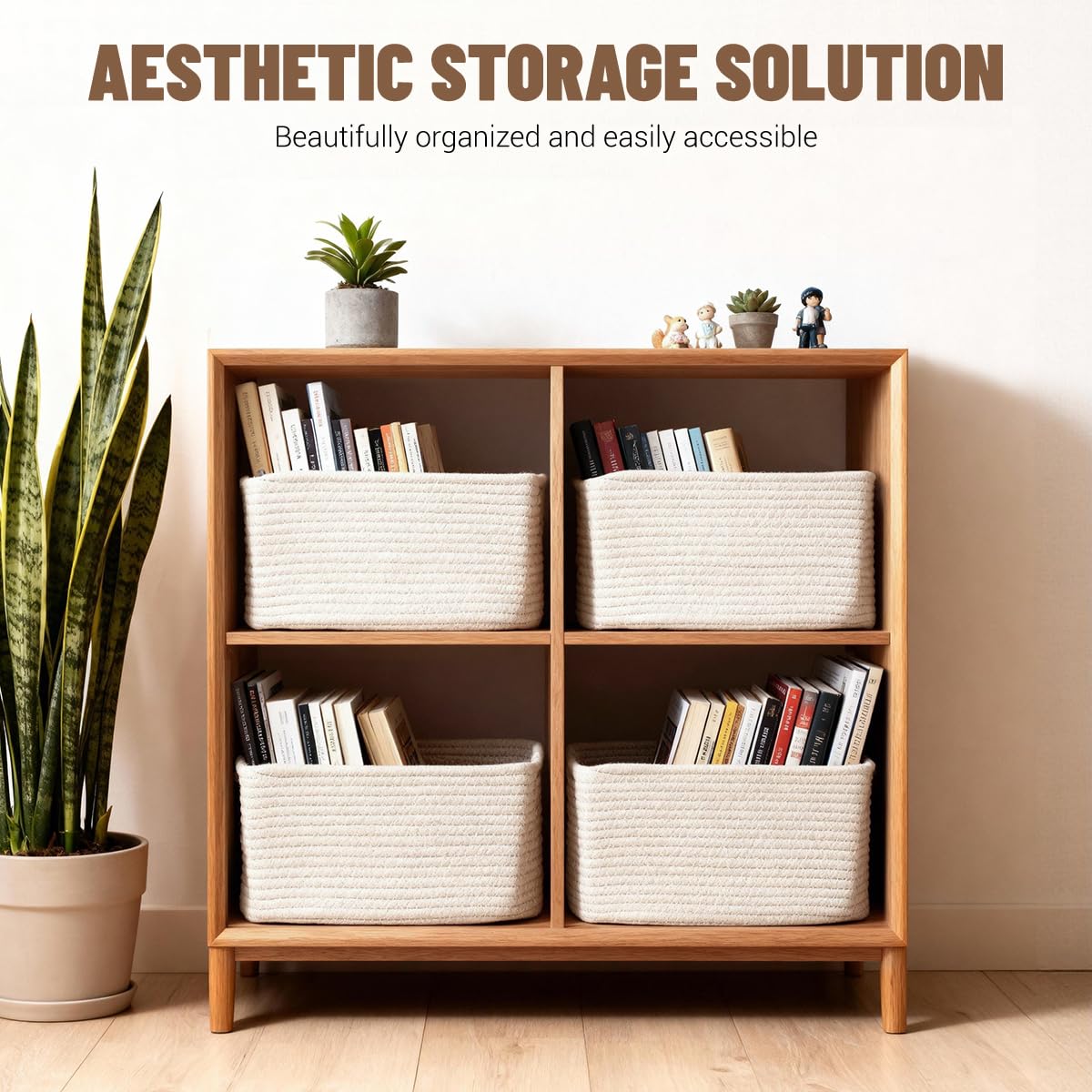 Yilobi white woven basket clothes closet keeps garments tidy and visible