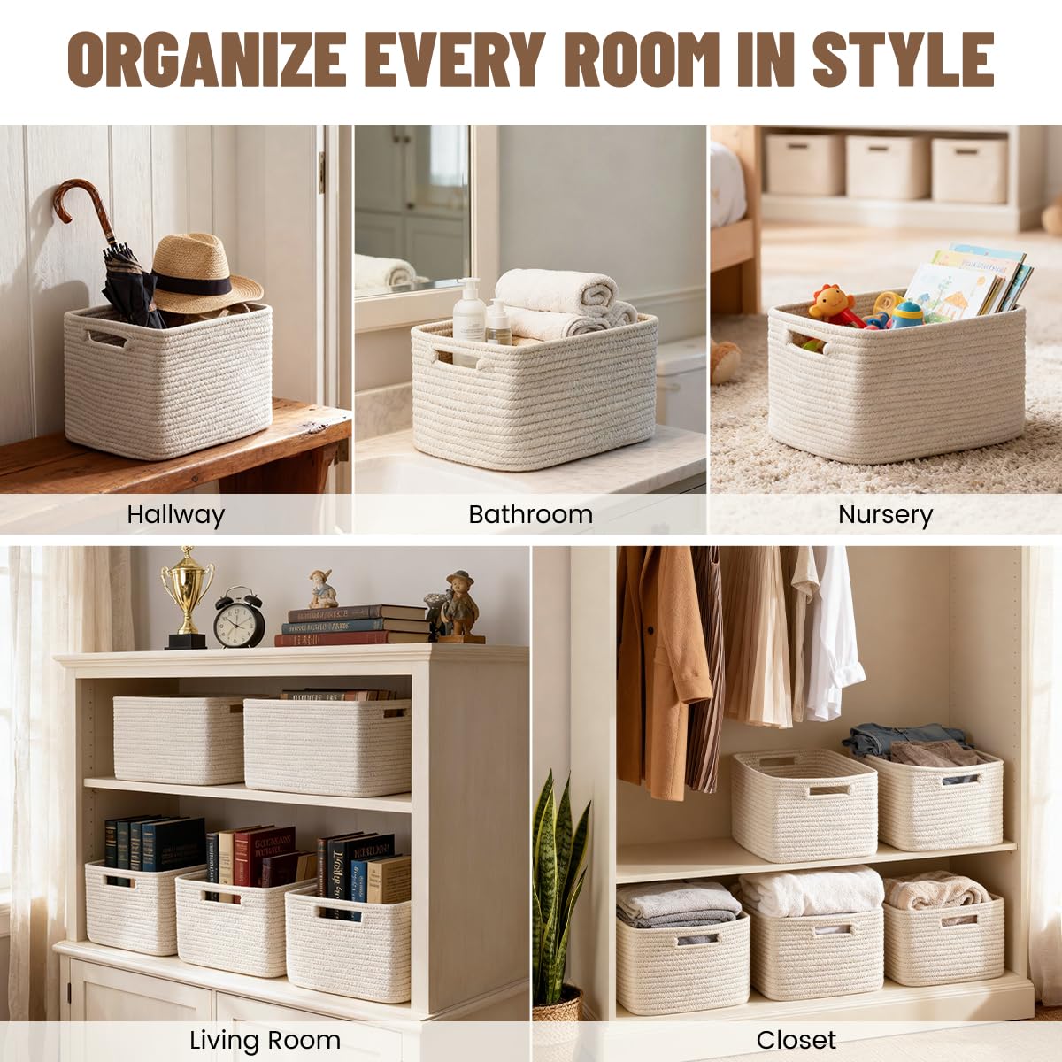 Yilobi white woven basket towel storage keeps linen neatly in reach