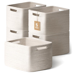 Yilobi white woven basket toy organizer keeps toys neatly organized