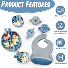 Yinder adjustable silicone bib keeps clothes clean during messy meals.