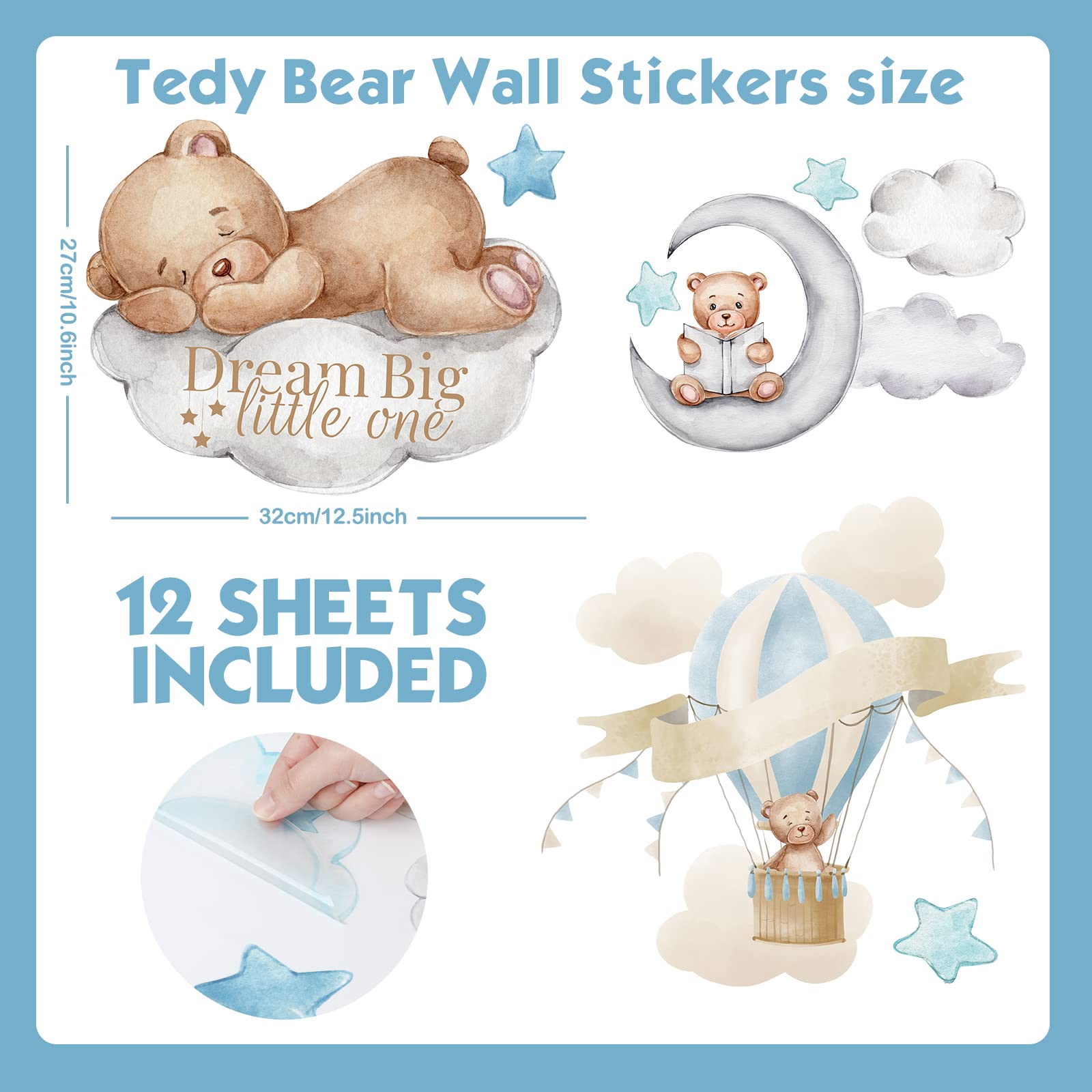 Yinder bear and balloons wall decals for a whimsical nursery setup