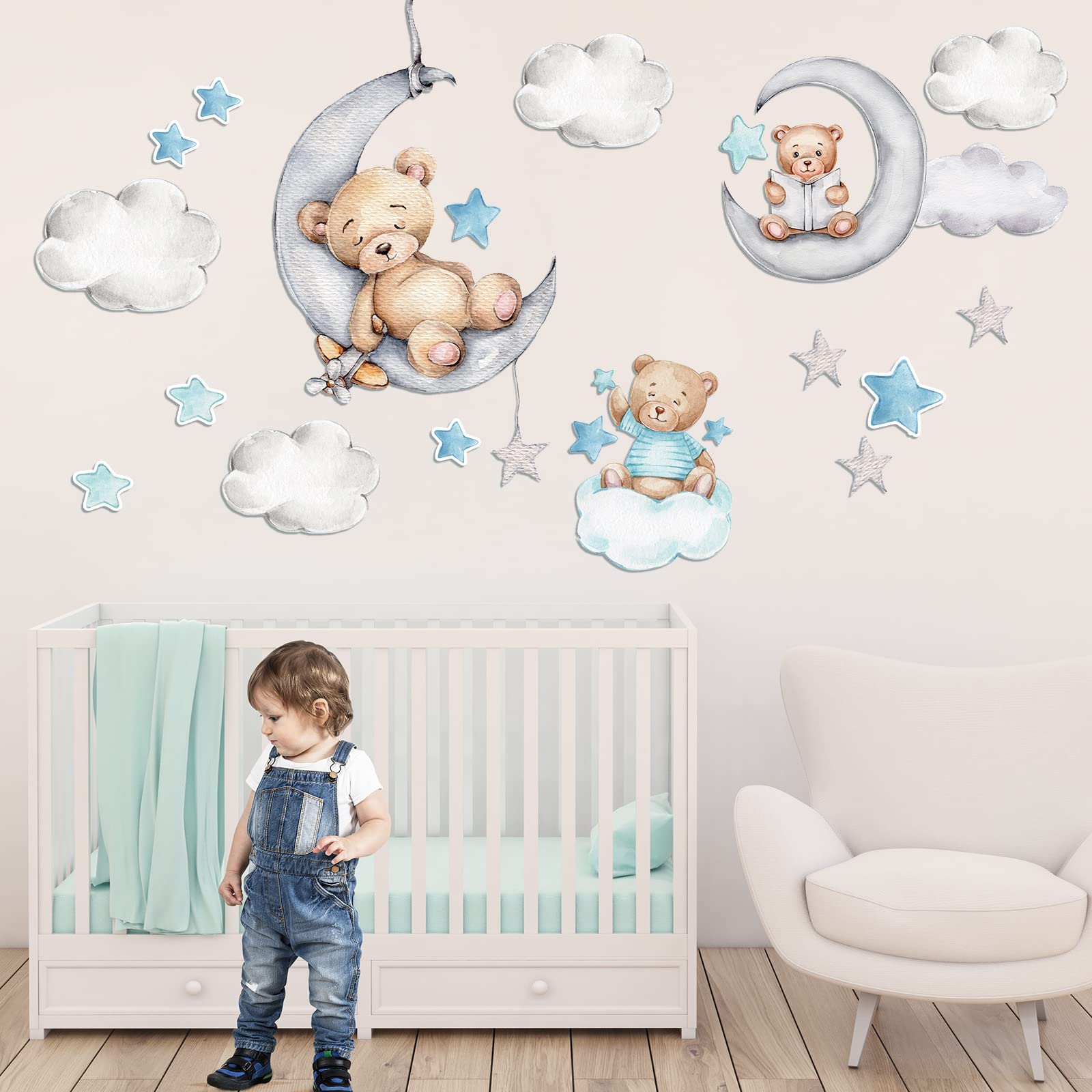 Yinder celestial wall decals with moons and stars for a bedroom corner