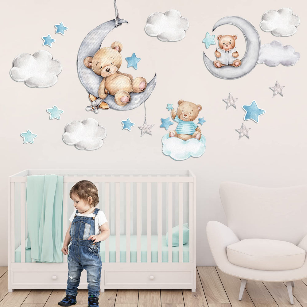 Yinder celestial wall decals with moons and stars for a bedroom corner