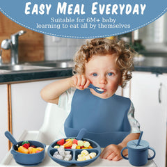 Yinder suction food bowl helps reduce spills and keep bowls in place.
