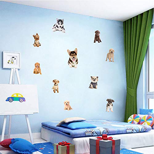 YINECO 17Dogs 3D dog wall sticker for DIY decor; easy to apply.