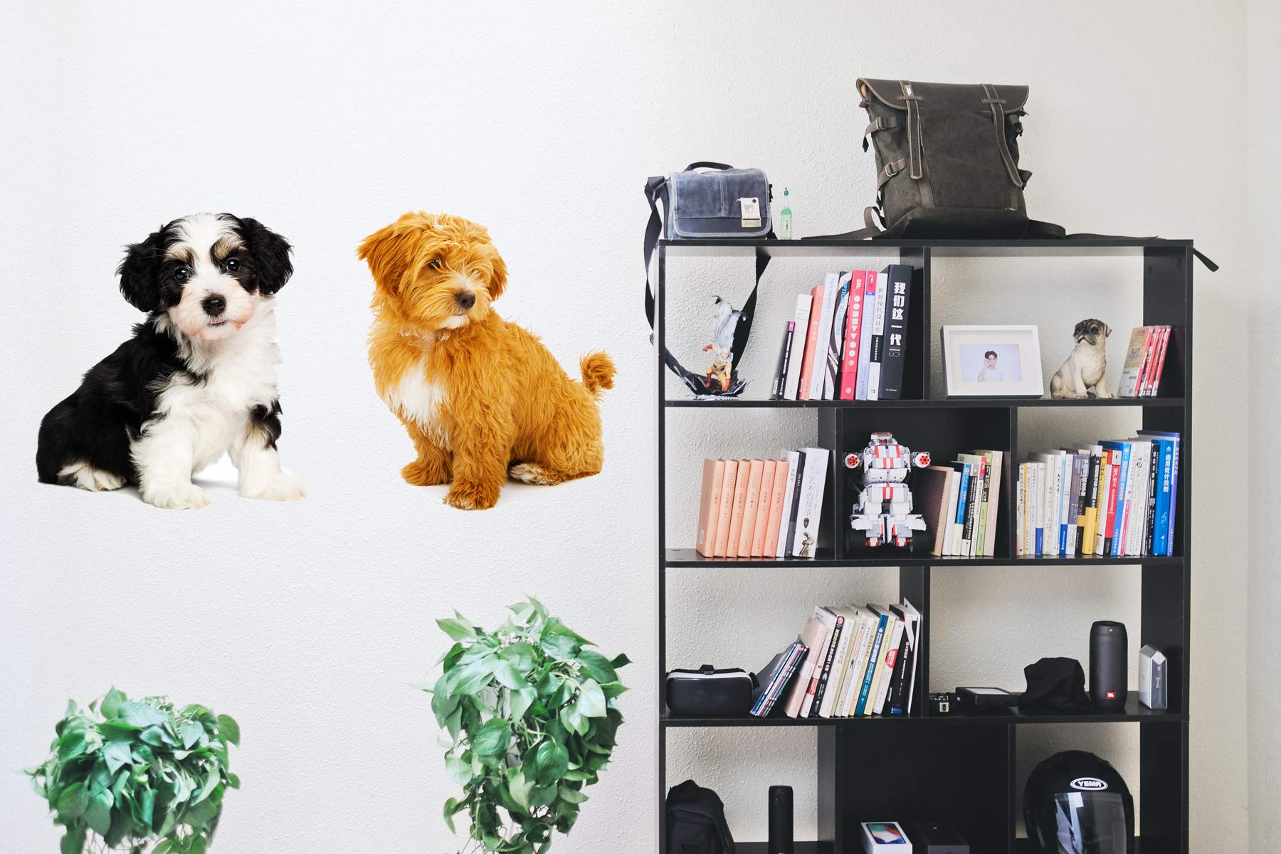 YINECO 17Dogs 3D dog wall sticker for kids room; imagination-friendly art.