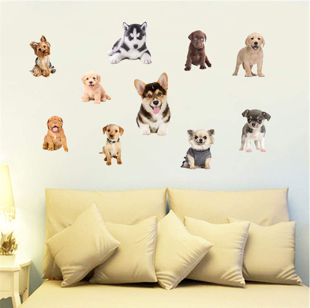 YINECO 17Dogs 3D dog wall sticker for toilet lid; whimsical touch.