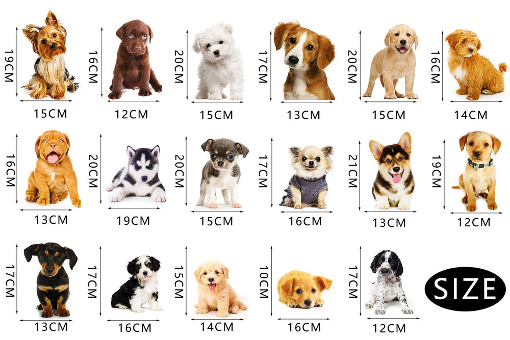 YINECO 17Dogs 3D dog wall sticker; waterproof PVC for durable decor.
