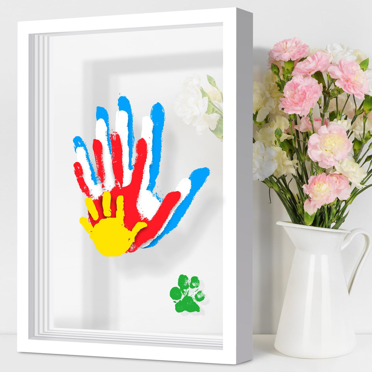Yingsu Family Handprint Kit wooden frame ready to display cherished memories.