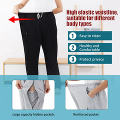 YingXue catheter pants breathable fabric and drawstring waist for all-day comfort.