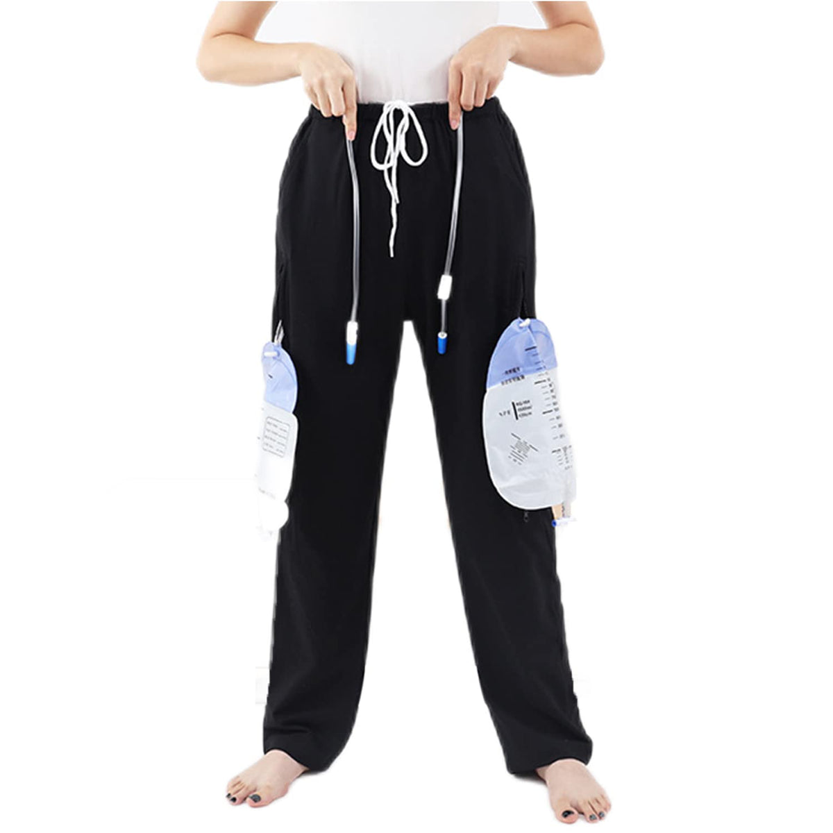 YingXue catheter leg bag pants fabric close-up showing breathable comfort.