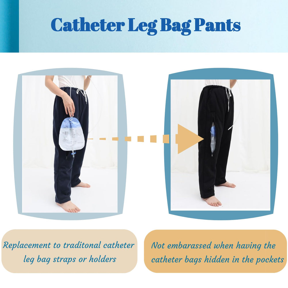 YingXue leg bag pants in black hold two 2000 ml bags discreetly.