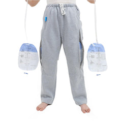 YingXue catheter pants dual zip pockets securely hold two drainage bags.