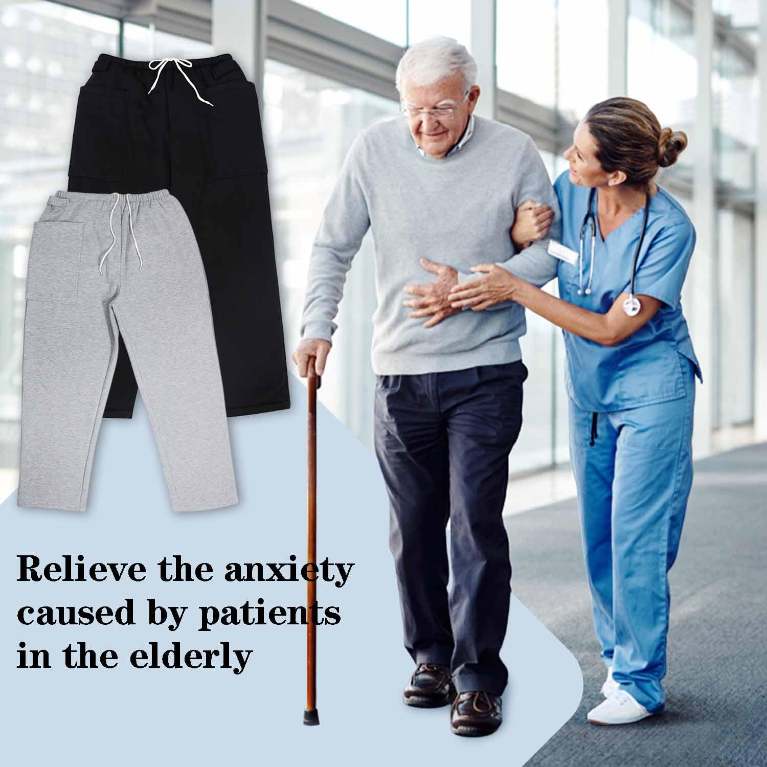 YingXue nephrostomy bag pants xl gray back view.