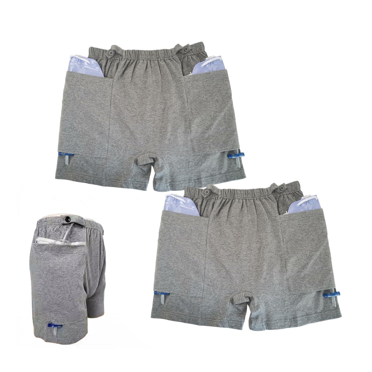 YingXue ostomy shorts with side pockets for secure bag carry and comfort.