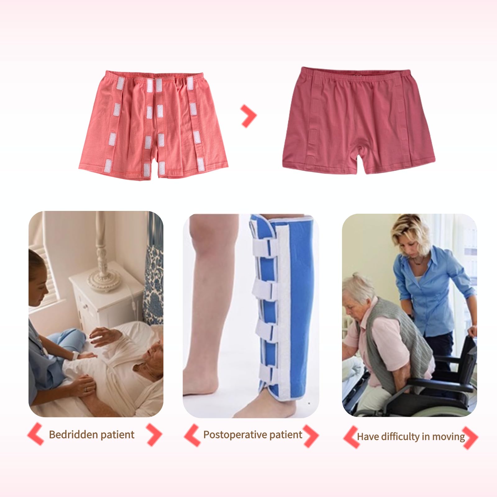YingXue tear-away underwear with hook-and-loop fasteners for quick removal.