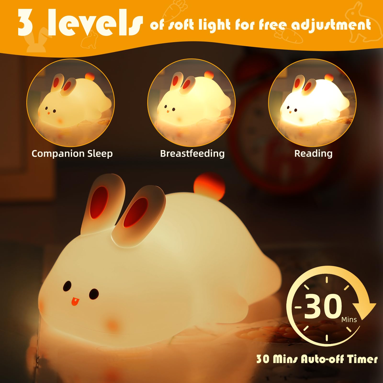 YISUN Bunny Night Light offers 4–6 hours of portable light on a full charge