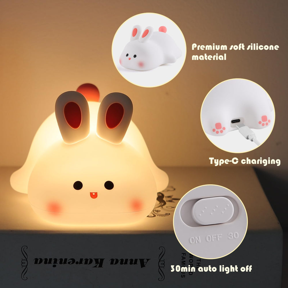 Close-up of YISUN Bunny Night Light silicone surface for safe, squishy feel