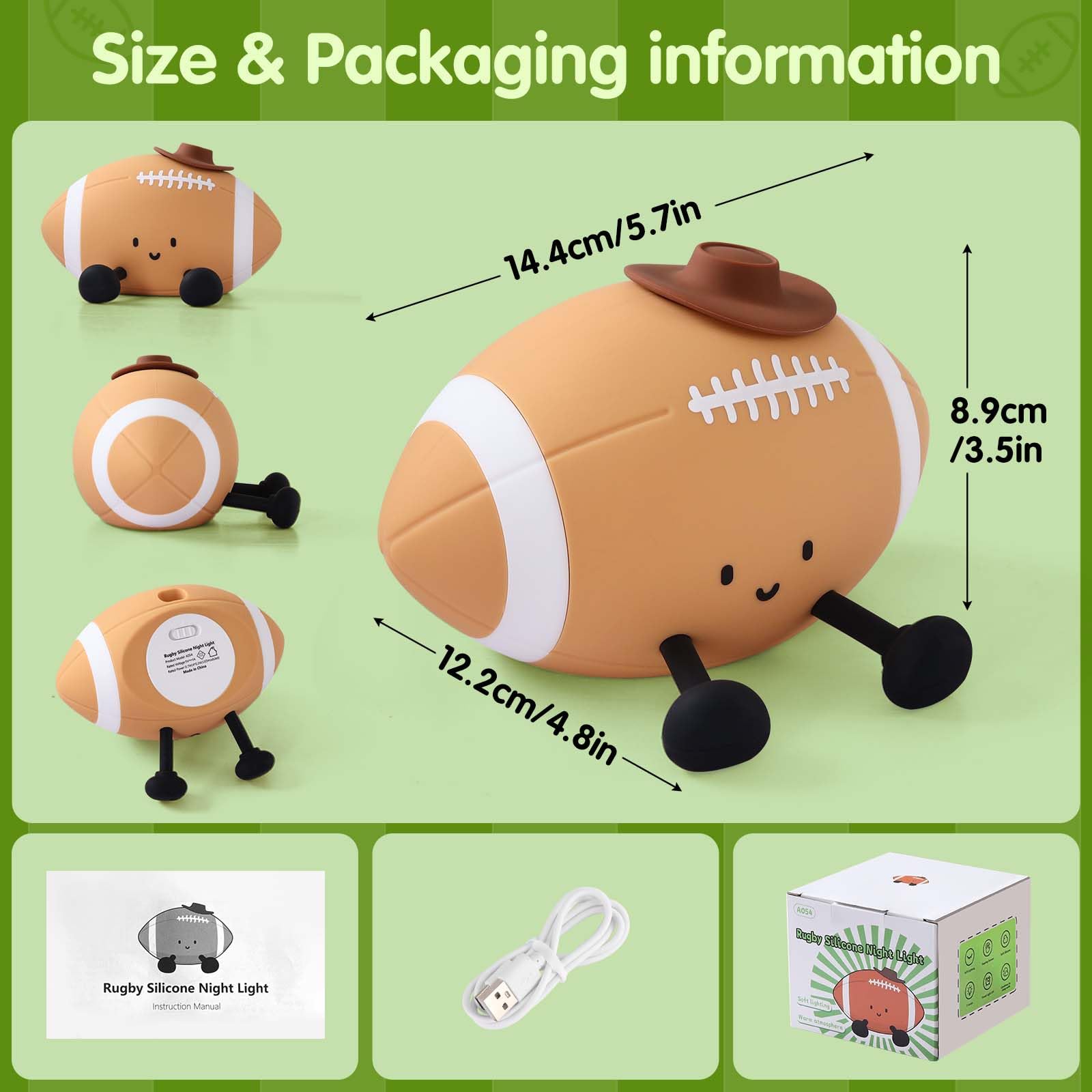 YISUN compact rugby-inspired light fits dorms and small spaces.