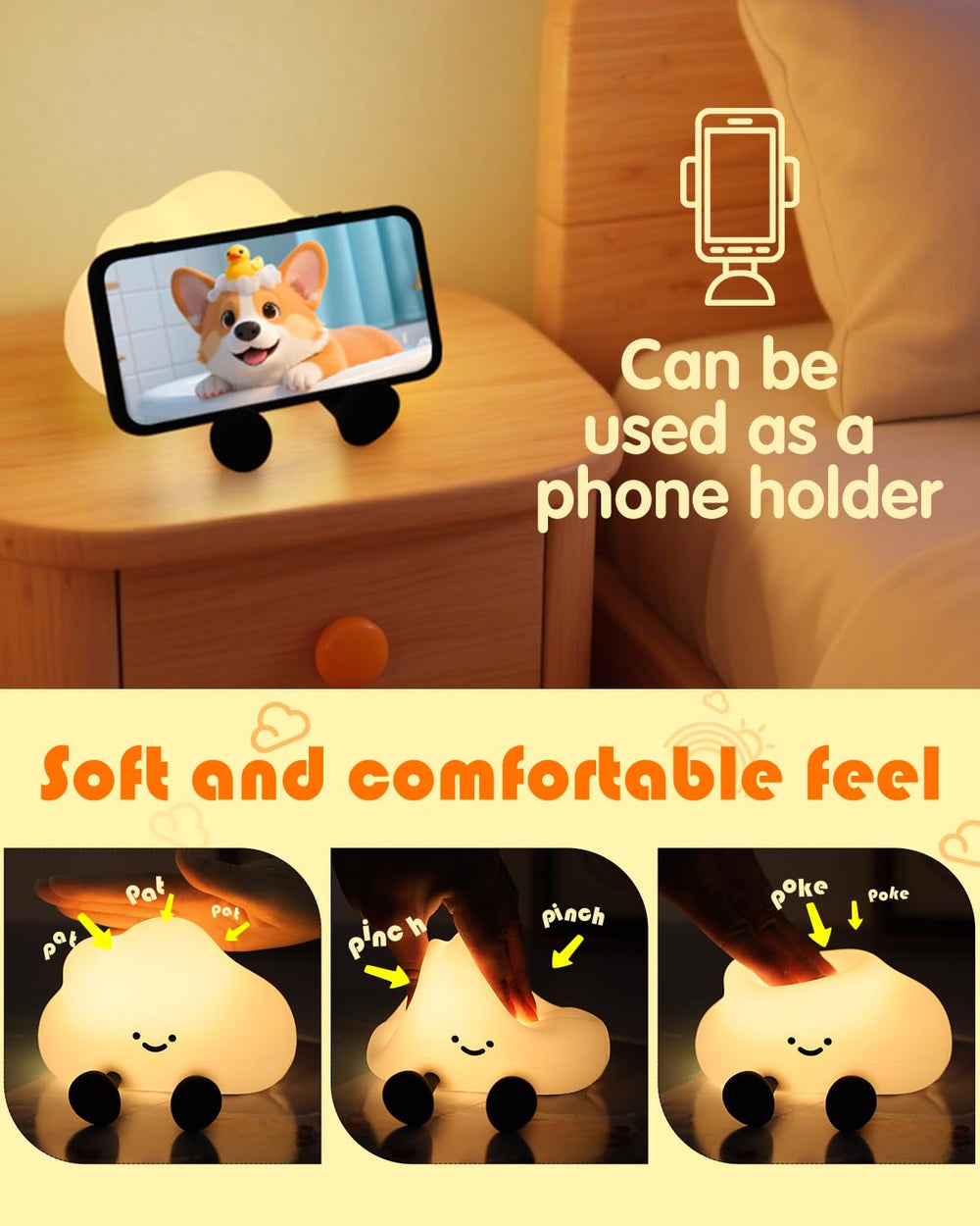 YISUN Cloud Night Light in nursery setting blends with furniture for cozy ambience