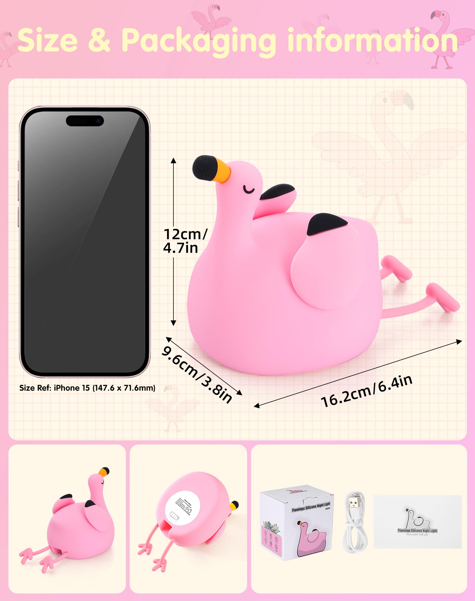 YISUN Flamingo Night Light soft silicone texture ideal for squeezable play