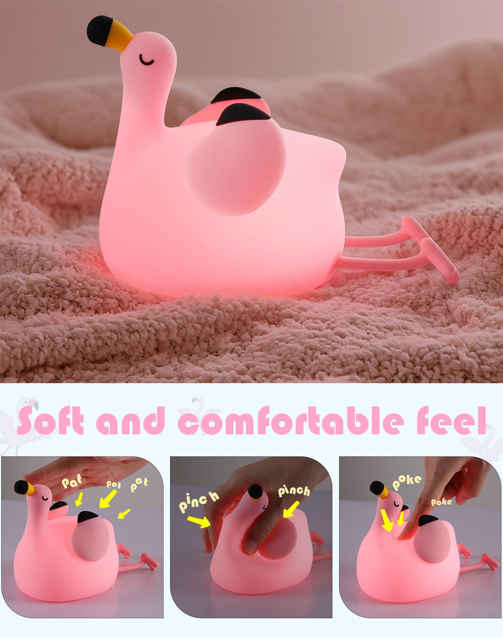 YISUN Flamingo Night Light decorative bedside lamp adds charm