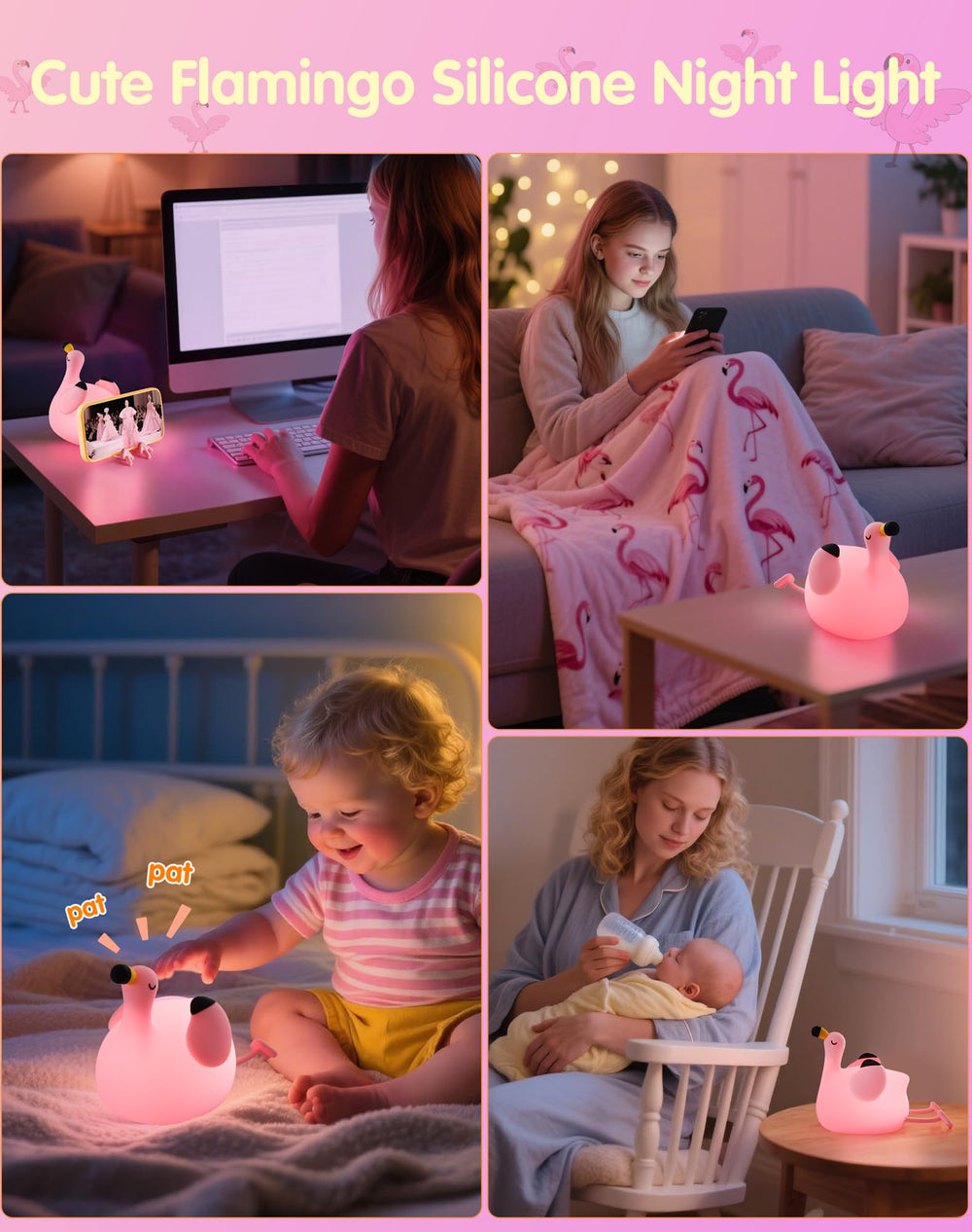 YISUN Flamingo Night Light battery-powered portable lamp for travel