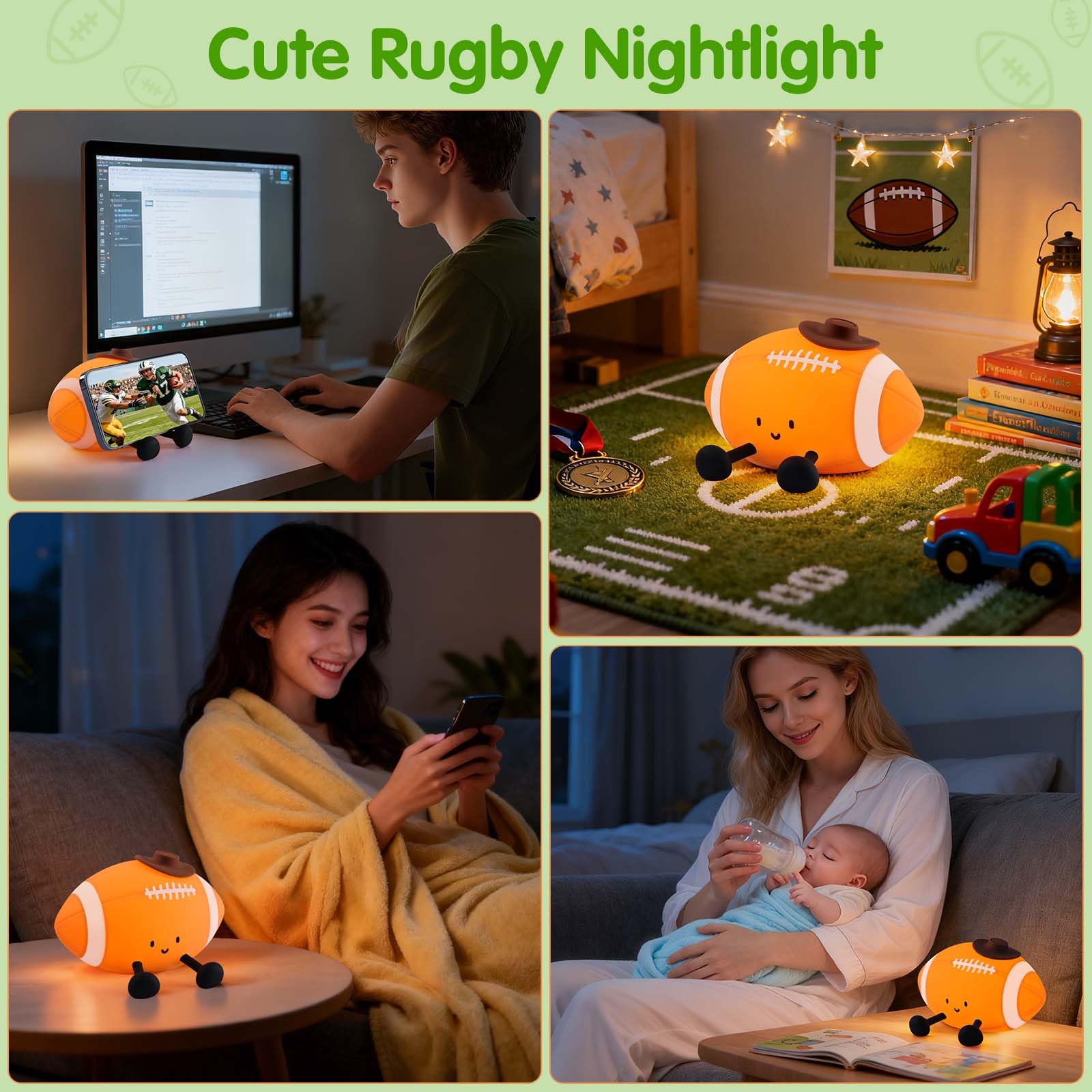 YISUN football lamp decorates kids' bedrooms with a charming glow.