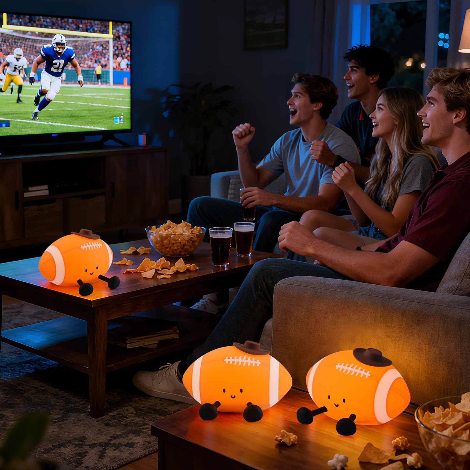 YISUN football-themed lamp delivers a gentle glow for nightly routines.