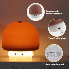 YISUN Mushroom Night Light with three-level dimming for gentle nighttime lighting.