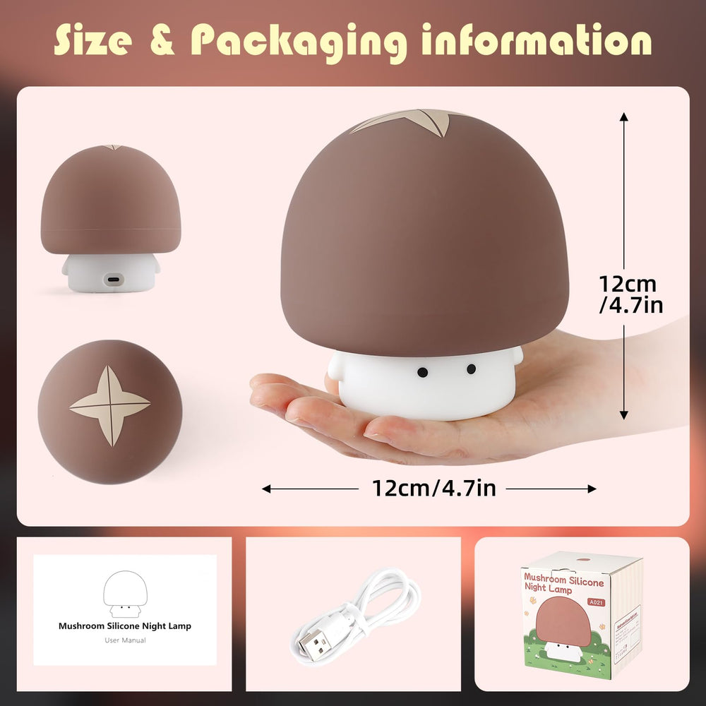 YISUN Mushroom Night Light USB-C rechargeable for cordless versatility.