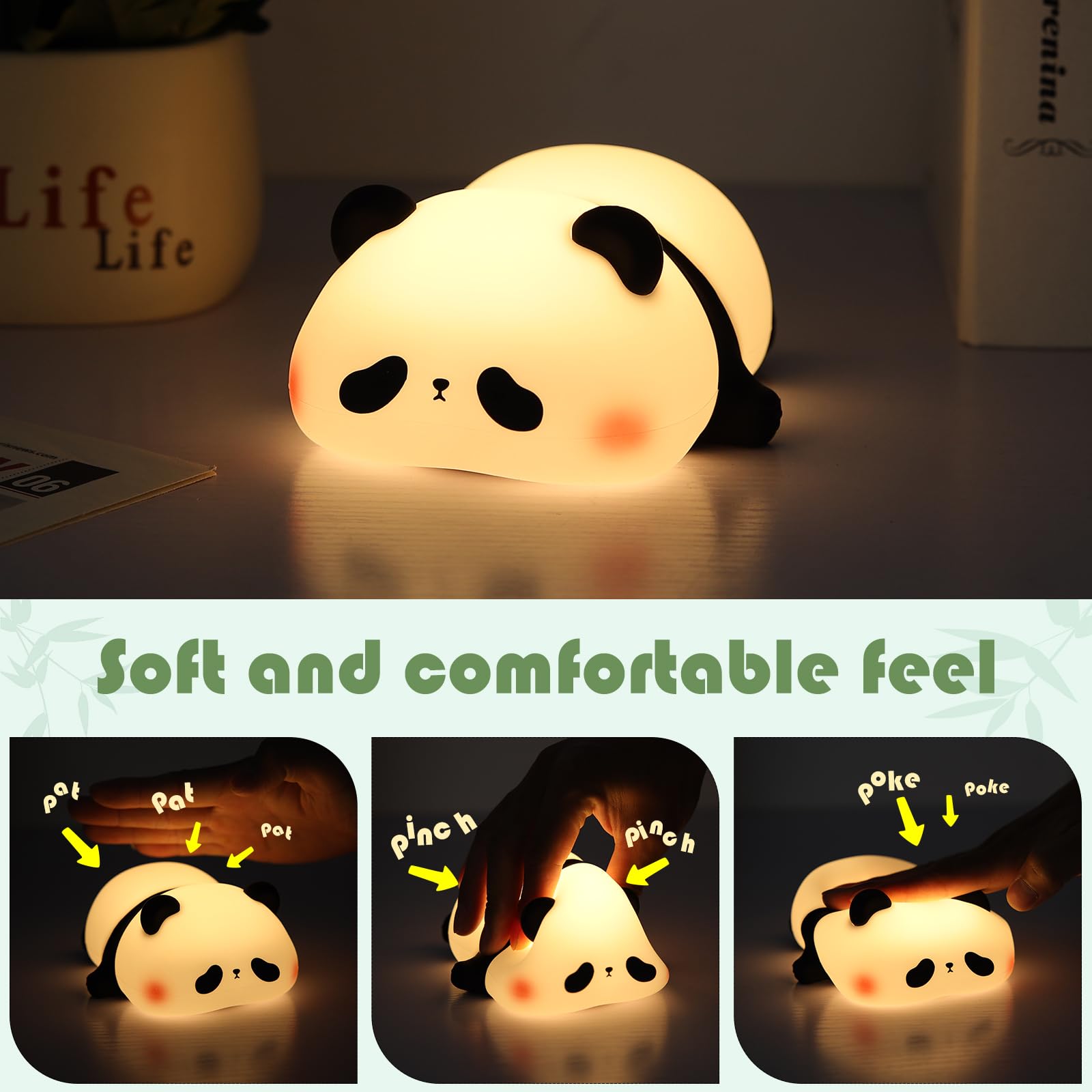 YISUN Panda night light indicator of 30-minute auto-off timer for energy saving