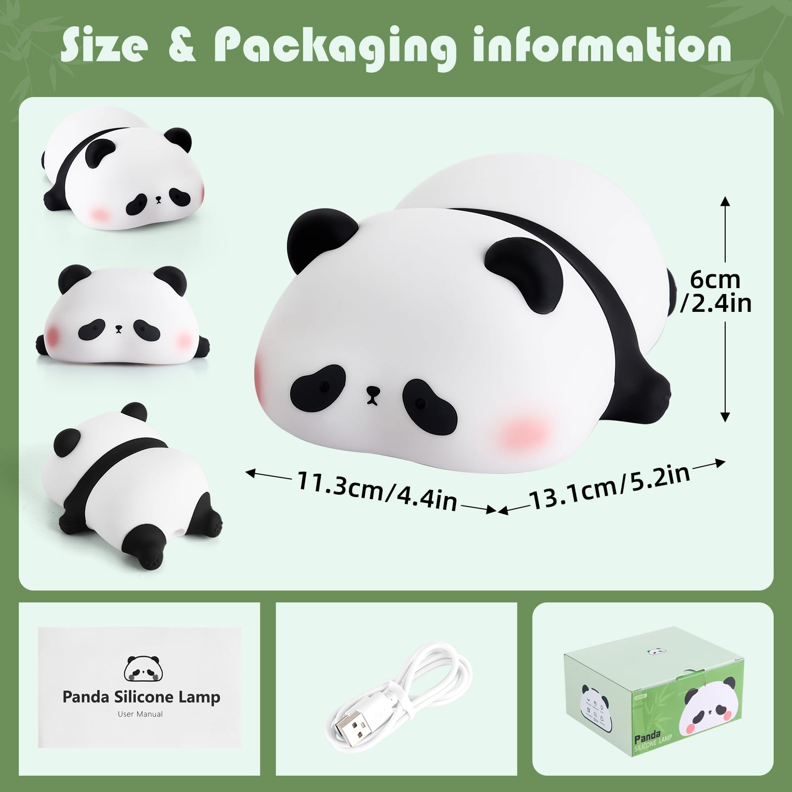 Soft silicone YISUN Panda night light designed for safe tactile play