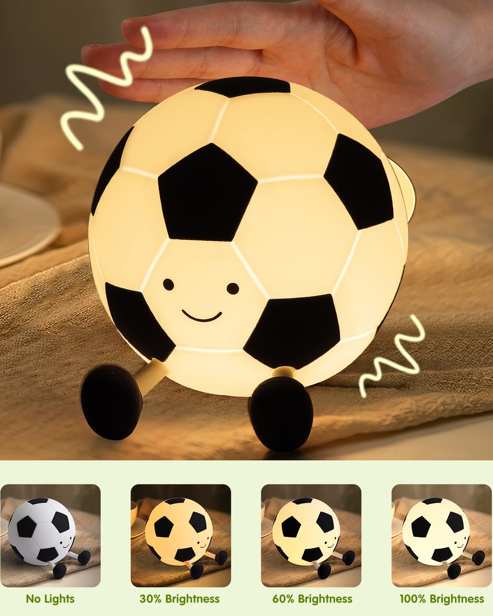 YISUN silicone football lamp as kid-safe bedside decor